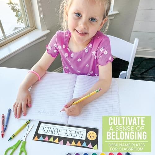 Hadley Designs Desk Name Tags for Classroom - 36 Student Desk Name Plates for Classroom Decor, 9x3 Pastel Nametags Cubby Labels Teacher Supplies, 1st 2nd 3rd Grade Kindergarten Preschool Must Haves - Thumbnail 4