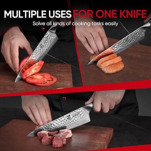 【Chef Choice】 8 Inch Damascus Chef Knife, Anti-Stick Hammered Blade, Japanese AUS-10 67-Layer Kitchen Knife, Ergonomic G10 Handle, Professional Meat & Vegetable Cooking Knife, Gift Box - Thumbnail 2