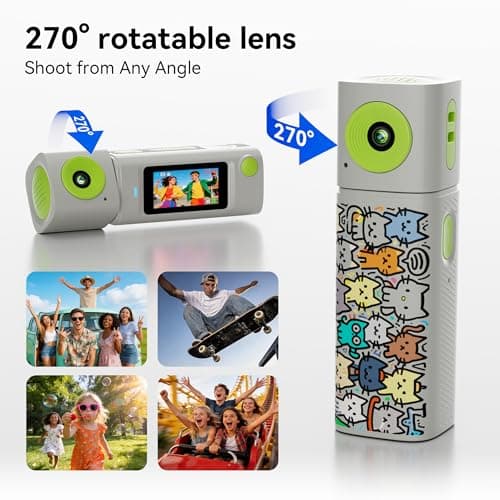 Mini Keychain Digital Camera:2K Digital Mini Camera with 16GB Card, Vintage Keychain Camera with 270° Rotating Lens, 400mAh Battery Portable Small Cameras with Elegant Gift Box for Travel,Kids,Gifts - Thumbnail 4