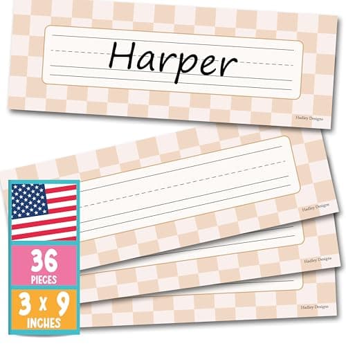 Hadley Designs Desk Name Tags for Classroom - 36 Student Desk Name Plates for Classroom Decor, 9x3 Boho Nametags Cubby Labels Teacher Supplies, 1st 2nd 3rd Grade Kindergarten Preschool Must Haves - Image 1