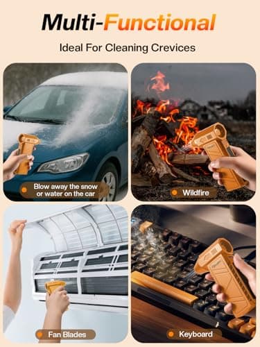 Fjloueim Electric Air Duster, 130,000RPM Compressed Air Duster Rechargeable with 4-Speed Settings, Mini Turbo Jet Fan Blower Portable USB-C for Keyboards PC Electronics Cars（Orange） - Thumbnail 4
