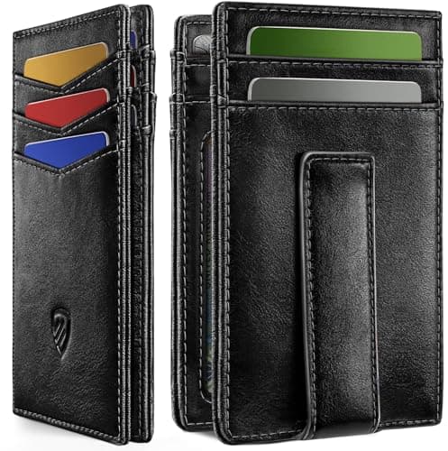 RUNBOX Magnetic Closure Slim Wallet for Men, Leather Front Pocket Wallet Holds 12 Cards, Rfid Blocking Card Wallet with Money Clip, Gifts for men - Image 1
