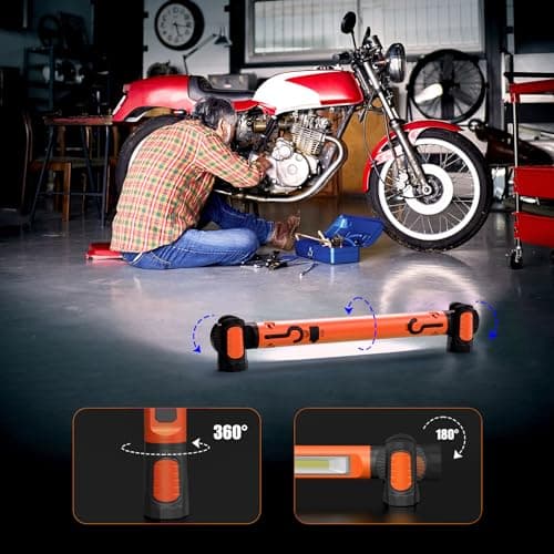 Mechanic Work Light, wokelux 3000LM LED Work Light, 5200mAh Rechargeable Magnetic Work Light, Underhood Cordless Work Lights with Hooks for Mechanics Inspection Workshop Emergency - Thumbnail 6