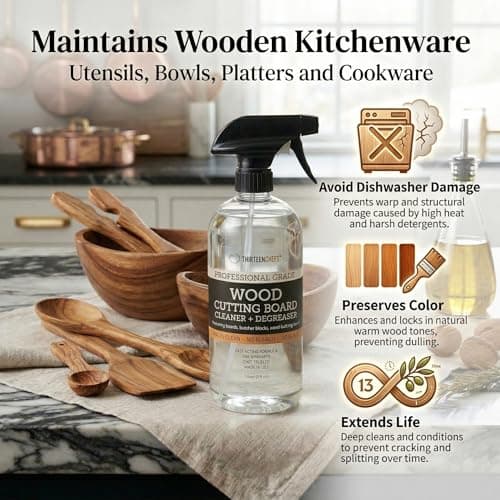 Thirteen Chefs Wood Cutting Board Cleaner - Food Safe Spray for Butcher Blocks and Countertops, Spray Soap for Wooden Surfaces (16oz) - Thumbnail 6