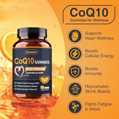 ZEBORA CoQ10 200mg Gummies, Coenzyme Q10 for Heart & Immune Health Support, Powerful Antioxidant, Boosts Energy, Natural Orange Flavor, Non-GMO, 90 Gummies - Thumbnail 4