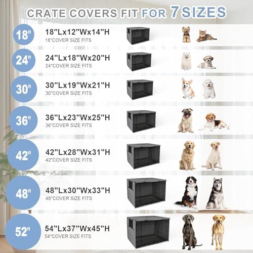 Explore Land Dog Crate Cover Heavy Duty Polyester Pet Kennel Sunshade Universal Fit for 36 inches Wire Cage (Grey) - Thumbnail 3