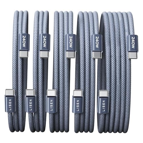 LISEN USB C to USB C Cable, 240W C to C Cable Fast Charging[1M+1M+2M+2M+3M/5 Pack] Fast Charger USB C Cord Type C Charger Fast Charging USBC to USBC Cable,Midnight - Image 1