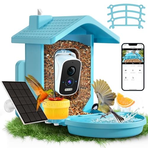 Smart Bird Feeder with Camera Solar Powered, AI Birds Species Identification, 2.5K HD Video Bird House with Camera for Outside, Weatherproof Design Ideal Gifts for Valentine's Day, Bird Lovers, Blue - Image 1