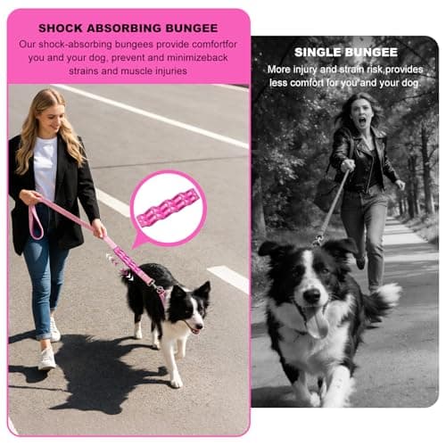 Heavy Duty Dog Leash, 5FT Wide 2.5cm Shock Absorbing Dog Leashes with Zinc Alloy Clip, Comfortable Handle,Training Leash for Medium Large Dogs - Thumbnail 6