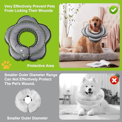Dog Cone Collar for Large Dogs, Soft Inflatable Dog Donut Alternative After Surgery, Adjustable Protective Pet Recovery Collar, Donut Recovery Collar Prevents Licking for Dogs (Gray, XL) - Thumbnail 6