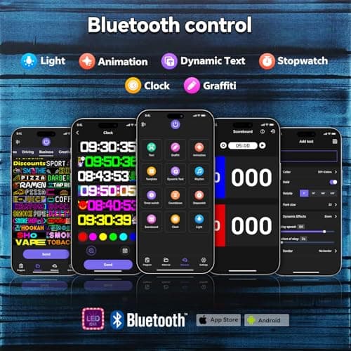 Large Programmable Indoor Windows LED Signs, P10 Resolution LED Sign,Bluetooth APP, for Cars Business Bars Gaming Rooms Restaurants Festivals (39"x 8") - Thumbnail 3