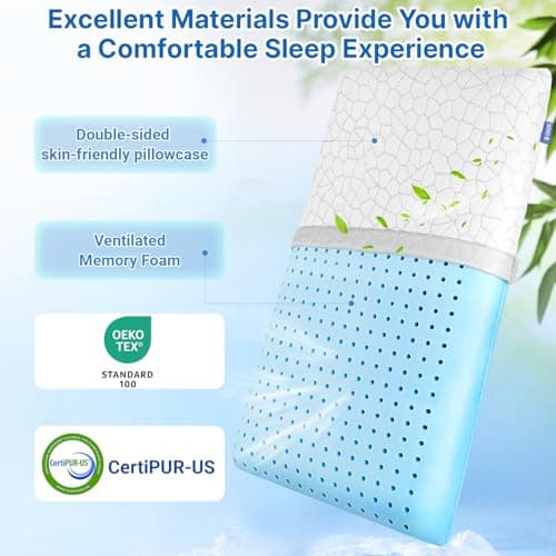 TranquilMoments Memory Foam Pillows, Bed Pillow, Bed Pillow for Side, Back and Stomach Sleepers, Neck Pillow for Sleeping with Removable and Machine Washable Cover, King Size (1 Pack) - Thumbnail 3