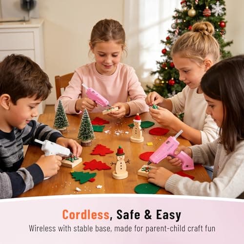 Katerk 3.7V Cordless Hot Glue Gun Kit, 90s Fast Heating, Mini Glue Gun with 15 Glue Sticks, USB-C Rechargeable with 2000mAh Built-in Battery, Ideal for DIY, Gift Making, School Crafts & Repairs (Pink) - Thumbnail 2