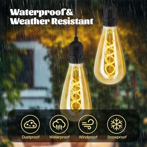 Solar Hanging Lantern Outdoor 2 Pack – Amber Glass Edison Bulb, Waterproof Hanging Solar Lights, Auto On/Off Warm White Decorative Lanterns for Patio, Garden, Yard, Porch, Tree - Thumbnail 6