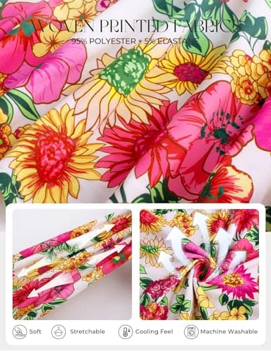 GRACE KARIN 2026 Women's Summer Maxi Floral Dress, Spaghetti Strap Tie Front Boho Sundress with Pockets, Pink Yellow L - Thumbnail 6