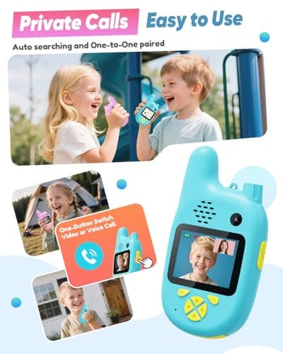 2 Pack Kids Video Walkie Talkies, Dual Camera & Voice Changer, Toys Gifts for Boys Girls 4 5 6 7 8 Birthday Christmas, Rechargeable Long Range Adventure Game Camping Outdoor Indoor - Thumbnail 4