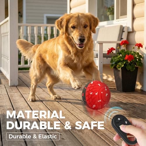 Diman Interactive Dog Ball Toys with Remote Control, E-TPU Matrial, Bouncing Dog Ball, Moving Dog Toys to Keep Them Busy(3.2 Inch, Red Black) - Thumbnail 4