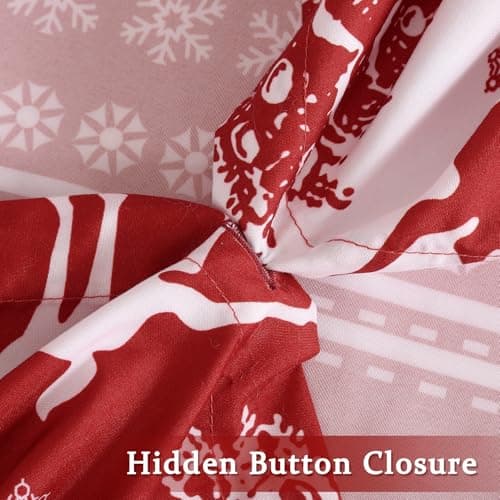 STARBEDIA Christmas Duvet Cover Queen, Soft Brushed Microfiber Comforter Cover Sets, Reindeer Printed Holiday Theme Bedroom Decorative Bedding (Queen Size, Christmas Reindeer) - Thumbnail 5