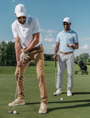 AOHIKE Mens Golf Pants Slim Fit - Stretch Wrinkle-Resistant Business Work Dress Pants 30", Grey - Thumbnail 2