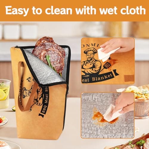 GOONMILL BBQ Blanket for Resting Meat, BBQ Brisket Blanket Meat Resting Bag with Handle, Reusable Smoker Grilling Meat Insulated Resting Bag, BBQ Accessories for Large Brisket/Beef/Turkey 21in - Thumbnail 5