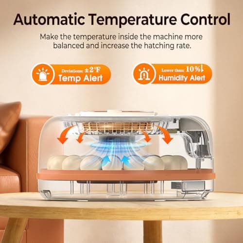 Incubators for Hatching Eggs, Smart Voice Control, 26 Eggs Incubator with Automatic Egg Turning and Humidity Control, LED Egg Candler, Incubation Days Display, for Chicken, Duck, Goose, Bird Eggs - Thumbnail 4