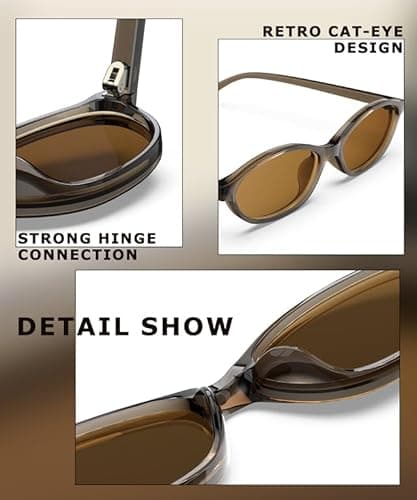 OUKEMAX Retro Cat Eye Sunglasses for Women – UV400 Protection, Lightweight Square Frame Shades for Travel, Driving, and Everyday Style - Thumbnail 4