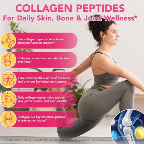 Multi Collagen Peptides Powder with Type I II III V X for Skin Joints Bones Hair and Nails Enhanced with Vitamin C Biotin Hyaluronic Acid Keratin Elastin for Comprehensive Beauty and Wellness Support - Thumbnail 3