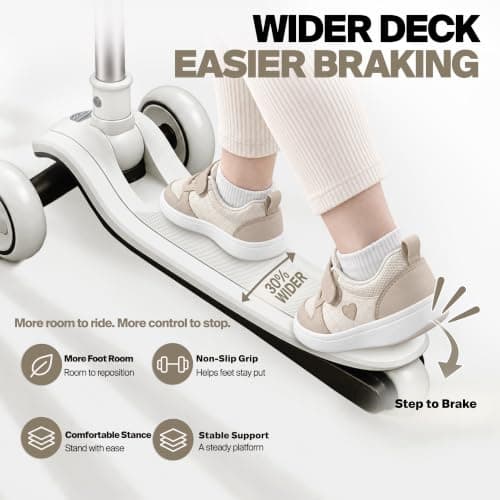 BEIESTATE 3 Wheel Scooter for Kids Ages 3-18, Up to 220 Lbs, Kids Scooter with Adjustable Lean-To-Steer Switch, Foldable, Lightweight, Wide Anti-Slip Deck, Adjustable Height Handlebar, Light-Up Wheels - Thumbnail 4
