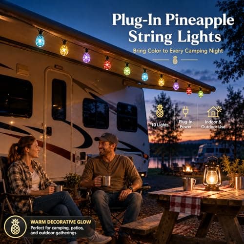 Vigdur Pineapple String Lights - Outdoor Patio Lights Plug in with 10 Pineapple Bulbs Connectable, Indoor String Light for Bedroom Bistro Tiki Decor(10FT - Thumbnail 6