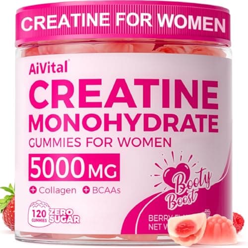 AiVital™ Creatine Gummies for Women, 5000mg Creatine Monohydrate Gummies+2000mg Collagen+1000mg BCAA, Women-Specific Formula, Sugar Free, 30 Servings, 120 Counts(Berry)