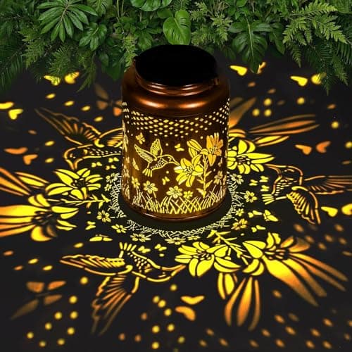 Solar Lanterns Outdoor Waterproof Hummingbird, KagoLing Birthday Gifts for Women Mom Grandma, Garden Decor Hanging Solar Lights Outdoor Metal Lantern Decoration Outside for Yard, Patio, Backyard - Image 1