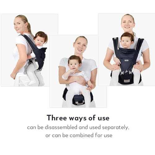 Sharth Baby Carrier with Hip Seat, 6-in-1 Infants & Toddlers (7-41 lbs) Carrier, Fully Adjustable Hip Seat Carrier to Fit All Parents, All-Season Baby Carrier - Dark Blue - Thumbnail 2