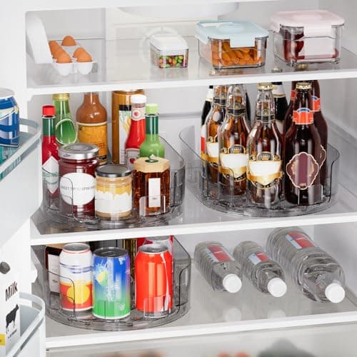Holinwa Lazy Susan Organizer for Refrigerator, 13.5'' x 8.5'' Clear Rectangular Turntable Fridge Organizer for Condiments in Refrigerator, Cabinet, Pantry, or Kitchen Countertop (1 Pack) - Thumbnail 2