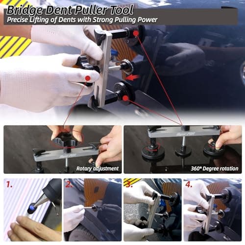 Super PDR Paintless Dent Repair Kit, Car Dent Removal Tools, PDR Tools, Dent Puller Kit with Dent Lifter, Bridge Puller, Slide Hammer T-Bar for Car Body Dents, Kit Includes Glue Removal Tool - Thumbnail 6