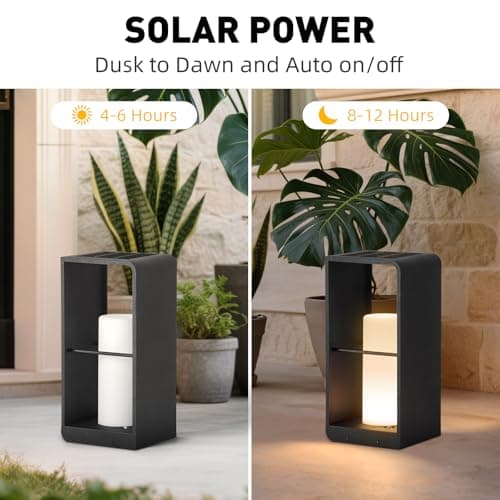 Linkmoon Outdoor Lights for Patio, IP65 Solar Lanterns Outdoor Waterproof, Dusk to Dawn Floor Lamp with 3000K LED, Solar Powered Landscape Lighting for Garden, Yard, Deck, Backyard, Porch and Path - Thumbnail 6