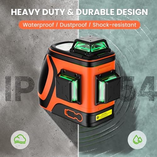 DOVOH Outdoor Laser Level with Receiver : Daylight High Visibility Laser Level 360 Self Leveling Up To 400ft Long Range High Power Green with Detector Outside Construction Landscaping, H3-360G - Thumbnail 5