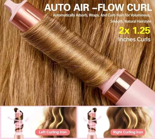 ABNER® 6 in 1 Professional Hot Air Styler - Powerful Hair Dryer Brush & Auto Curling Iron Set, Fast Drying Curling Volumizing Straightening, Styling Without Heat Damage, for All Hair Lengths - Thumbnail 2