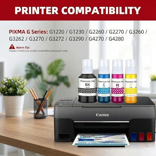 GI-21 G3270 Ink Bottles Replacment for Canon 21 GI-21 Ink Refill Bottles Set Compatible for Canon MegaTank G3260 G3270 G3290 G3272 G4280 G4270 G2270 G2260 G1220 G1230 Printer,4Pack - Thumbnail 2
