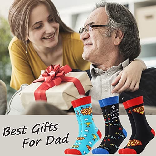 BONANGEL Men's Novelty Socks, Cotton Crew Funny Socks, Father's Day Birthday Gift for Dad from Daughter Son - Thumbnail 6