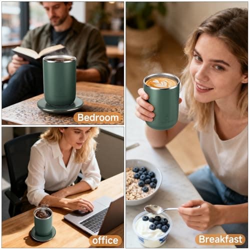 YesWhat Self Stirring Mug, Self Heating Coffee Mug with Smart Temperature Control 10oz, Electric Warming Cup, Detachable Base, Auto Shut Off - Thumbnail 6