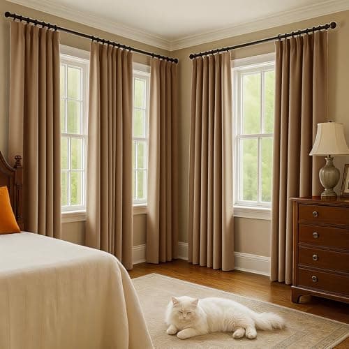 Uqocnh Velvet Curtains 96 Inches Long, Thermal Insulated Gold Brown Blackout Curtains for Living Room Bedroom Curtain Set Rod Pocket Back Tab Room Darkening Drapes, 2 Panel Gold - Thumbnail 6