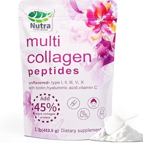 NutraNourish Multi Collagen Peptides Powder, 2LB | (Type I, II, III, V, X) with HyaluronicAcid, Biotin & Vitamin C,Supports Hair, Skin & Joint Health,Unflavored - Image 1