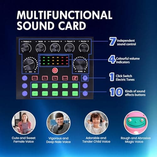 ALSO GO Upgraded Podcast Equipment Bundle for 2, Podcast Equipment with BM-800 Microphone & V8s Sound Card, Podcast Microphone Bundle for Podcasting, Recording, Singing, Streaming and Gaming - Thumbnail 4