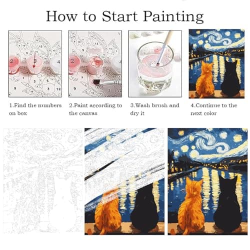 ZRIZQ Paint by Numbers Kit for Adults Beginners,Cat DIY Painting Set,Relaxing Creative Craft Activity,16x20 Inch-Animal 5 - Thumbnail 5
