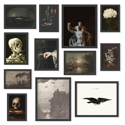 97 Decor Dark Academia Decor For Bedroom - Gothic Home Decor Aesthetic, Moody Dark Academia Wall Art, Vintage Halloween Posters For Room Aesthetic, Spooky Gothic Pictures Goth Decorations (UNFRAMED) - Image 1