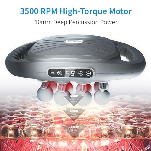 Binxalin 16 Head Deep Tissue Massage Gun, Handheld Percussion Massager for Back, Neck, Shoulders & Legs, 9 Modes, 9 Intensities, Muscle Recovery & Relaxation Gift for Men & Women - Thumbnail 3