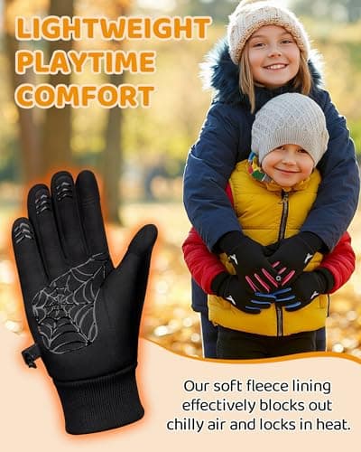 YANIKY Kids Winter Gloves Boys Girls,Anti-Slip Touchscreen Thermal Gloves for Running Cycling Outdoor Activities,Ages 4-12 - Thumbnail 2