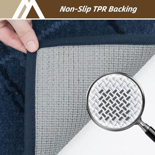 COSY HOMEER Front Door Mat Low Profile Non-Slip Doormat for Entryway, Absorbent Dirt Trapper Washable Entrance Mat, Sturdy Polyester Doormats (48"x32", Blue) - Thumbnail 4