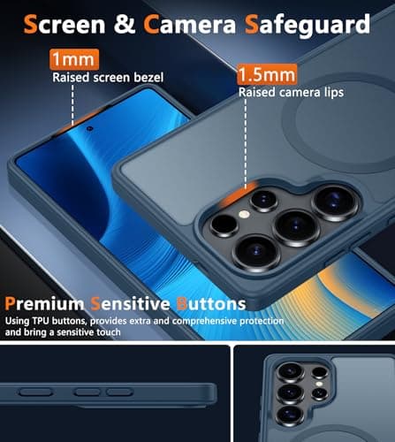 FNTCASE for Samsung Galaxy S25-Ultra Case: Magnetic Translucent Blue Cover - Thumbnail 6