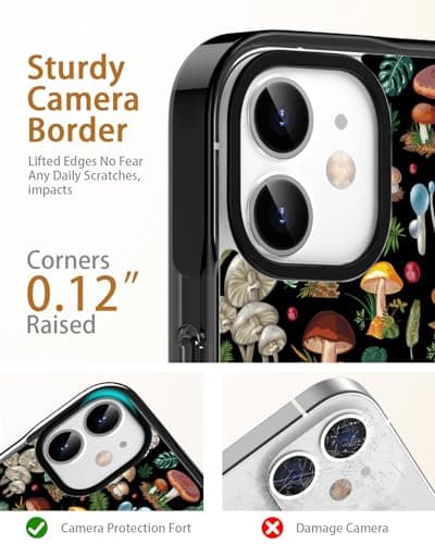 Sholbrak [3 in 1 Designed for iPhone 11 Case Cute Mushroom Pattern Protective Phone Case Cover 6.1" Screen Protector + Camera Lens Protector【2X Military Grade Drop Tested / 6.6ft Drop Protection】 - Thumbnail 5